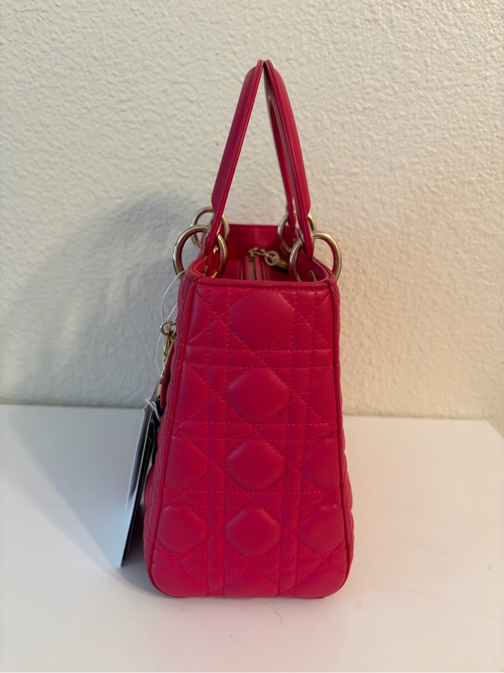 Dior Fuchsia Quilted Lady Dior Mini Top-Handle Bag - Picture 4 of 11